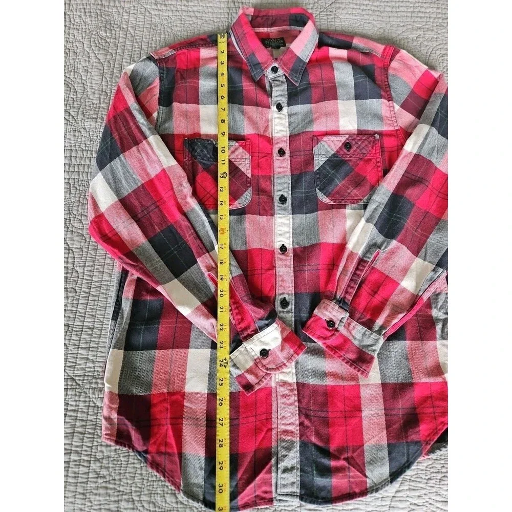 J Crew Men's Size Large Red Gray Classic Button Down Flannel Long Sleeve NWT